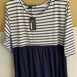 2 Dress Bundle! Striped Red and Navy Maxi Dress NEW